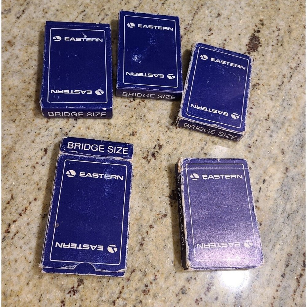 Vintage Eastern Airlines Bridge Size Playing Cards. 5 Decks ~ 2 sealed & 3 Used